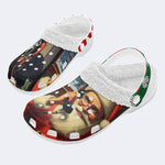 Santa Claus Ghostface Print - Fur Lined Slippers/Sandals