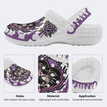 Rose Flame Panther Print - Removable Fur Lined Slippers/Sandals