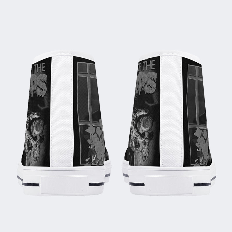 Unisex Vintage Horror Graphic - High Top Canvas