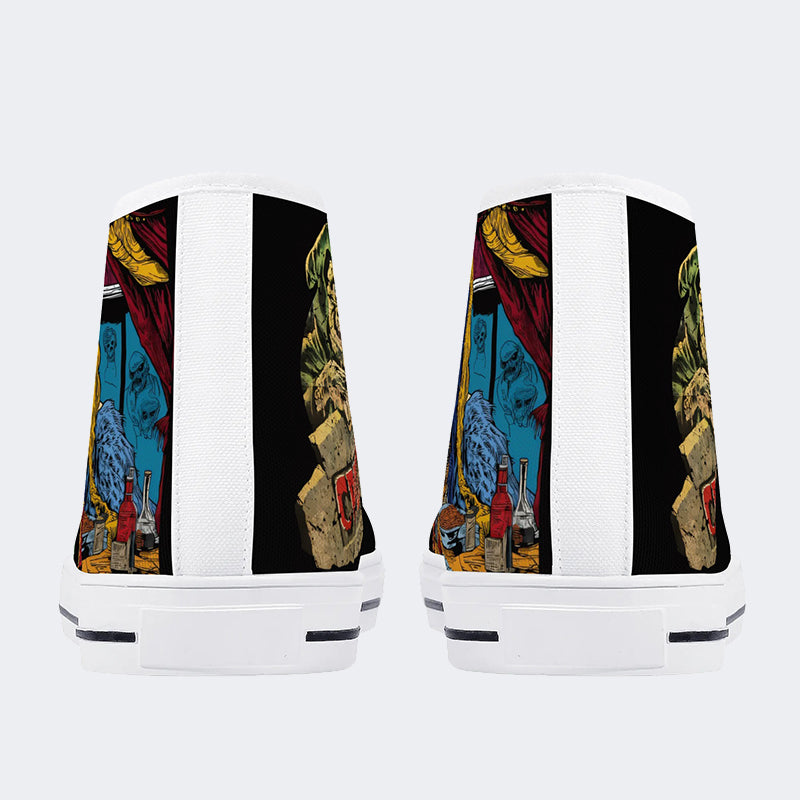 Horror Movie Vintage Graphic- High Top Canvas