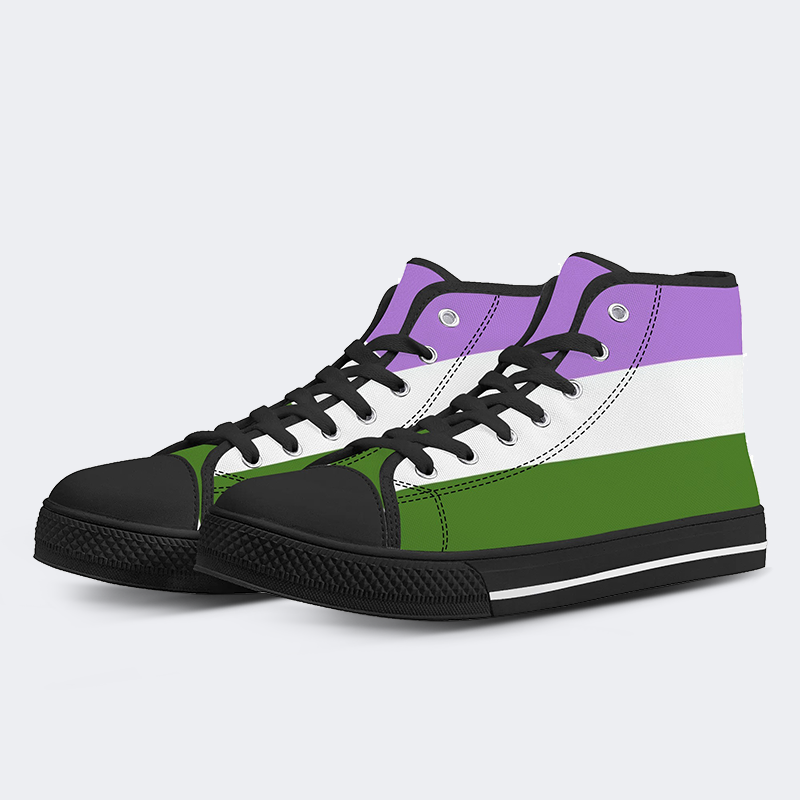 Genderqueer Pride Flag High Top Canvas Shoes