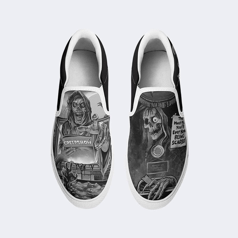 Vintage Horror Graphic Print - Slip On Shoes