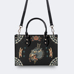 Wolf Vintage Print - Leather Handbag