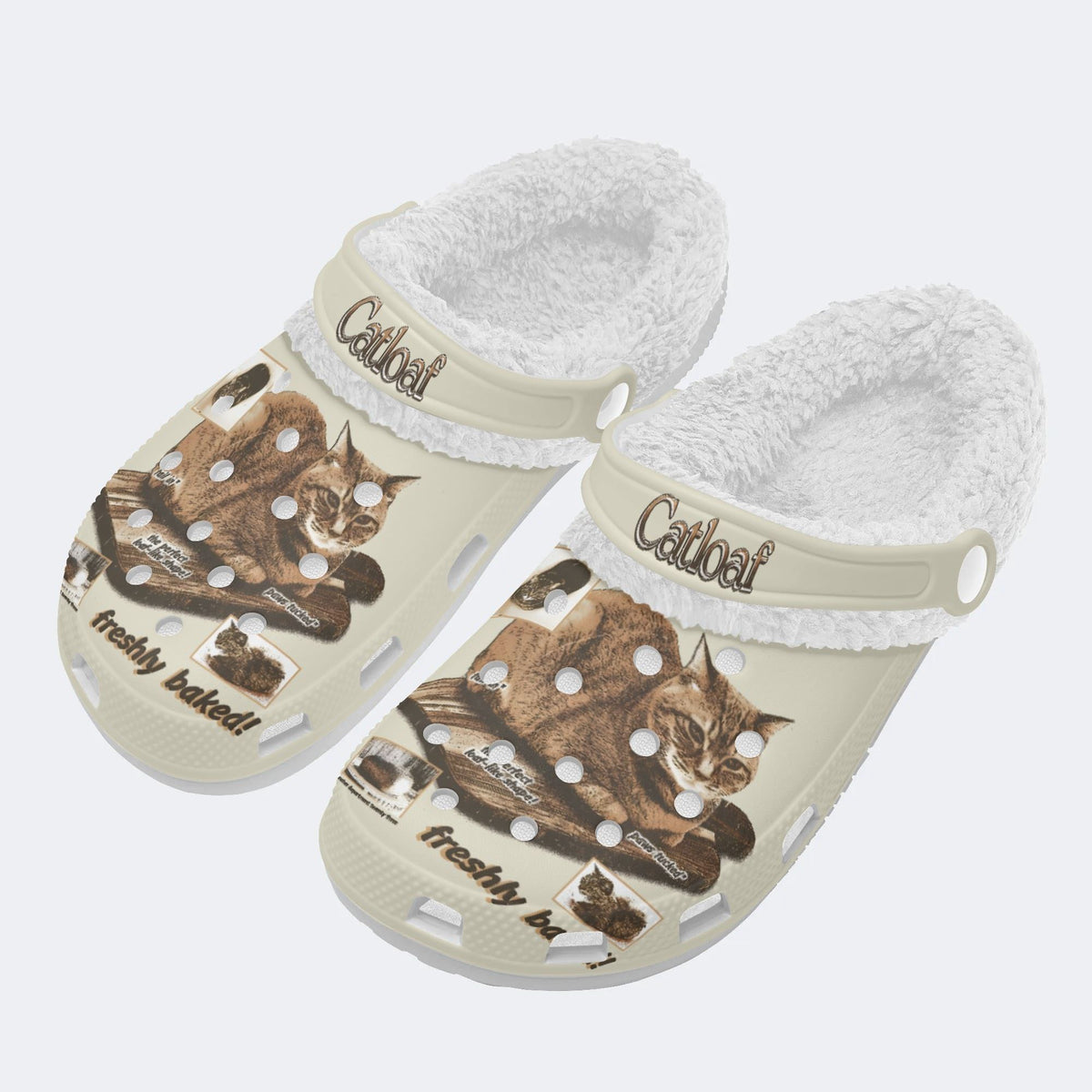 Cat Loaf Unisex Vintage - Fur Lined Slippers/Sandals