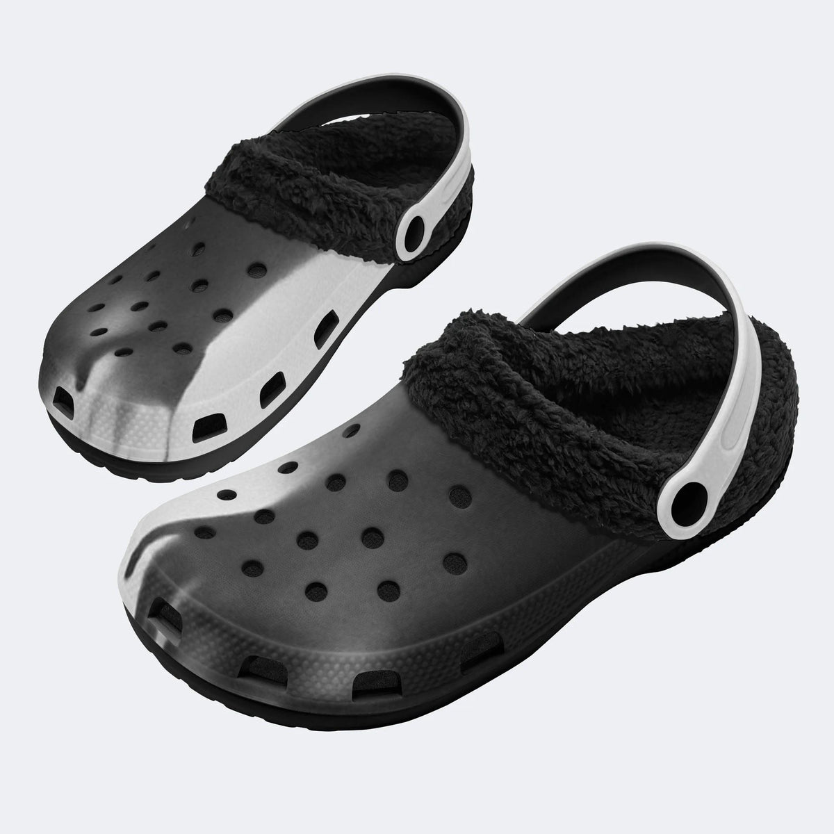 Greyscale Fluid - Fur Lined Slippers/Sandals