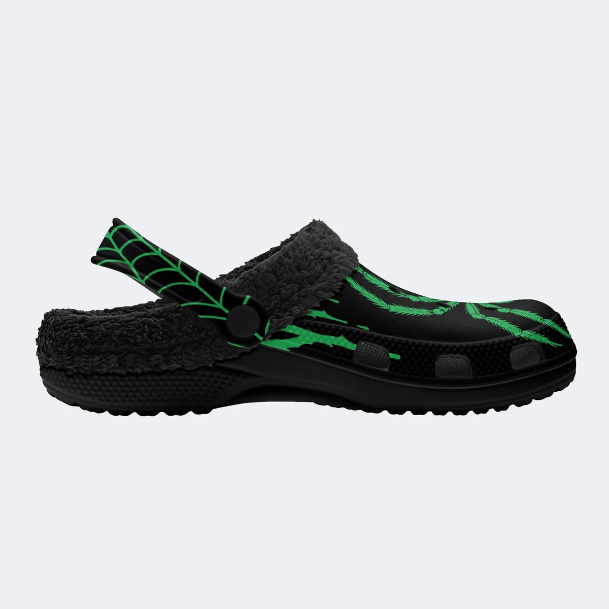 Gothic Neon Spider Print - Fur Lined Slippers/Sandals