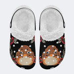 Japanese Mask Print - Fur Lined Slippers/Sandals