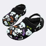 Boo Ghost Skull - Fur Lined Slippers/Sandals