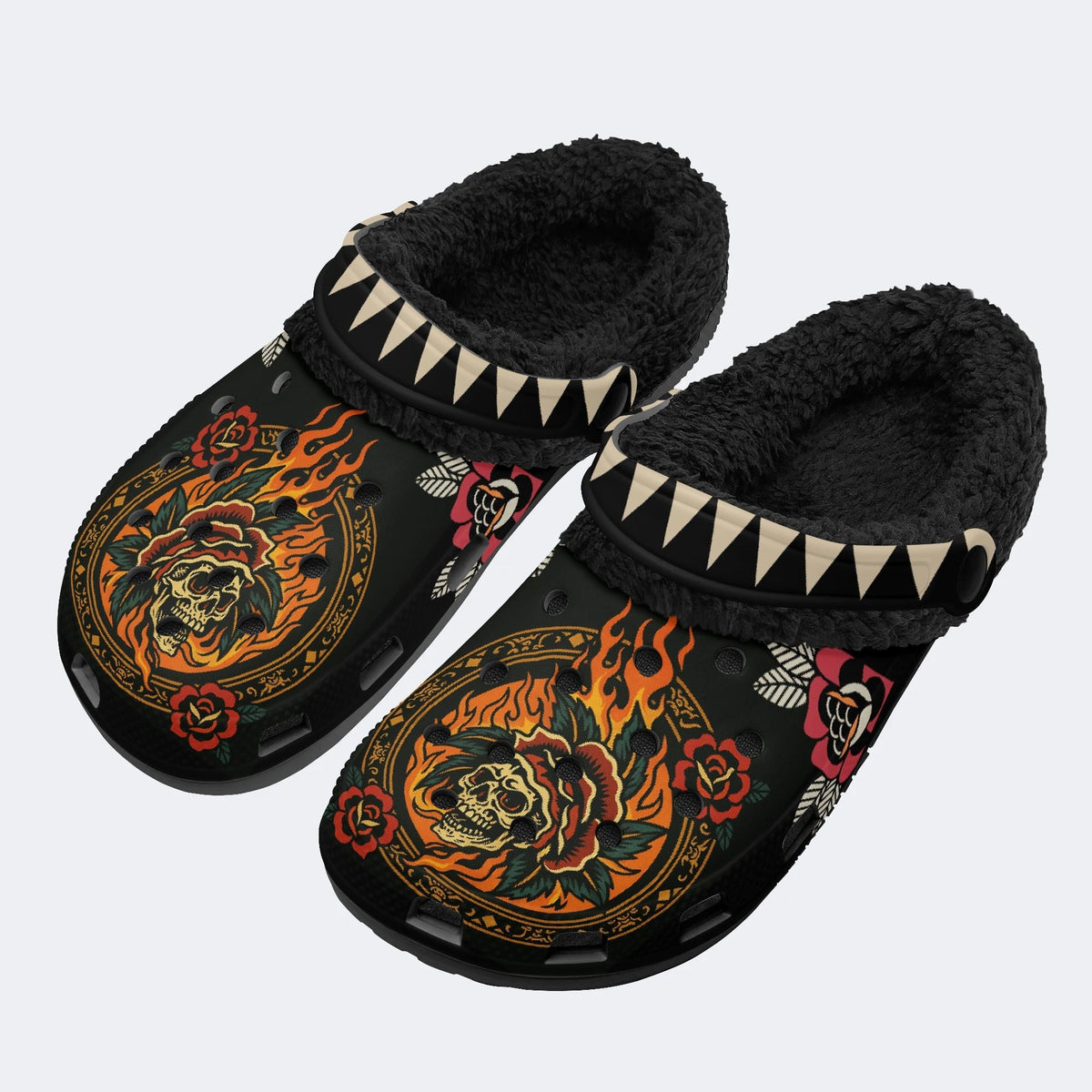 Head Swallowed By Flowers - Fur Lined Slippers/Sandals