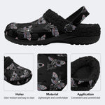 Gothic Skull Moth‑Fur Lined Slippers Sandals