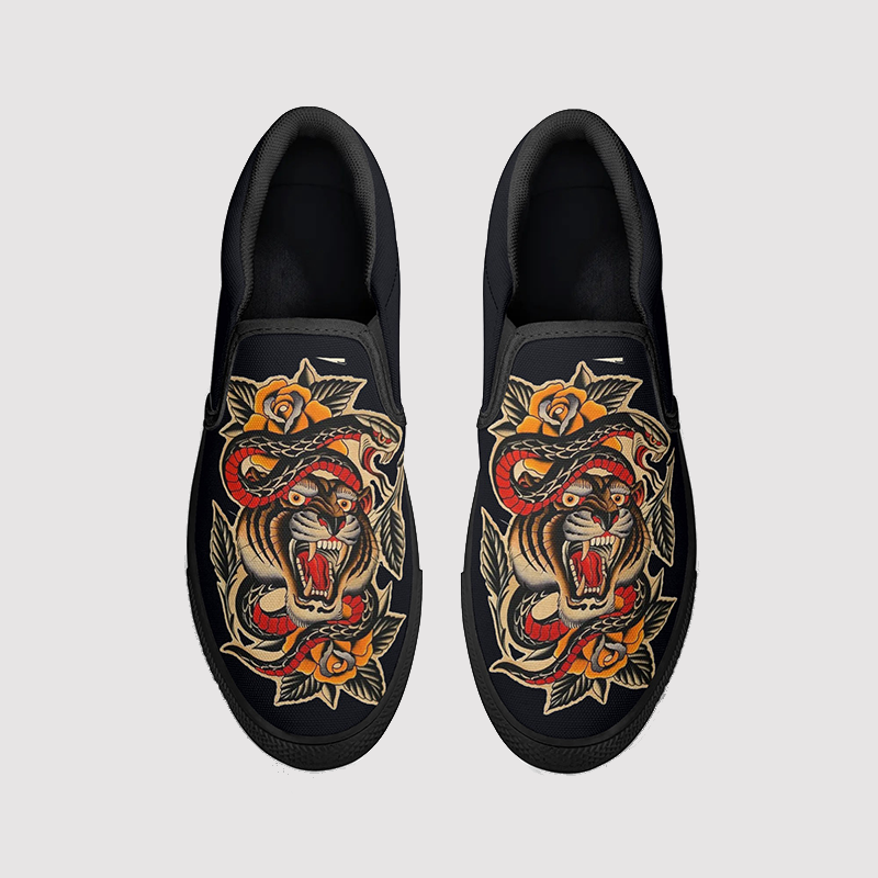 Slipper mit Tiger-Print 