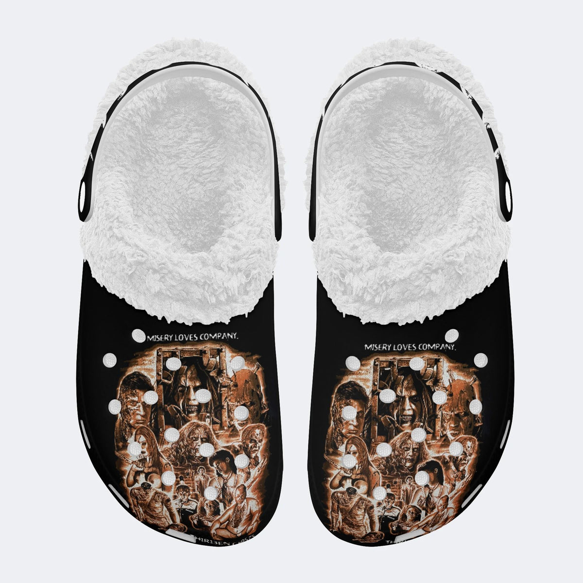 Thirteen Ghosts Print - Fur Lined Slippers/Sandals