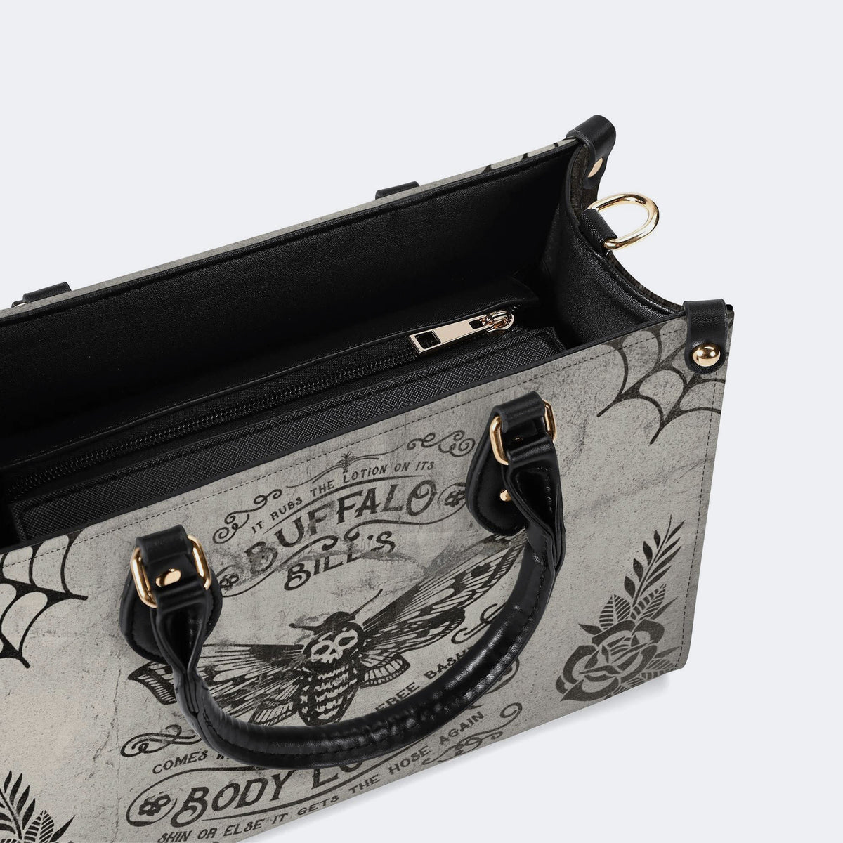 Vintage Death Moth Print - Leather Handbag