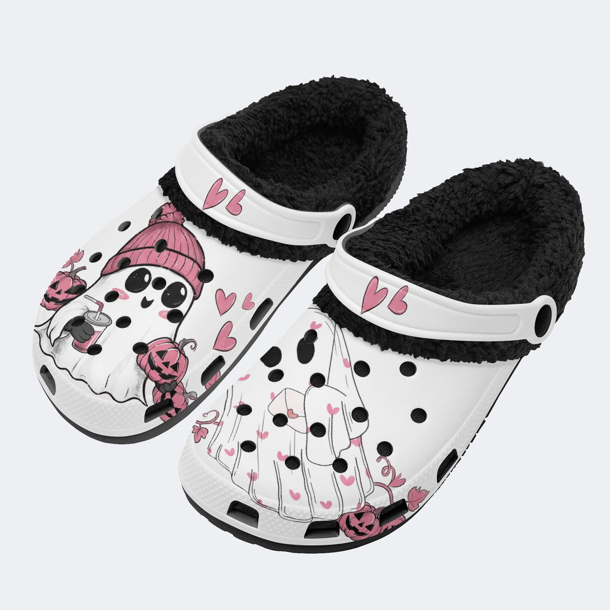 Coquette Halloween Ghost - Fur Lined Slippers/Sandals
