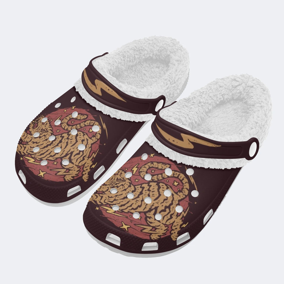 Running Tiger - Fur Lined Slippers/Sandals