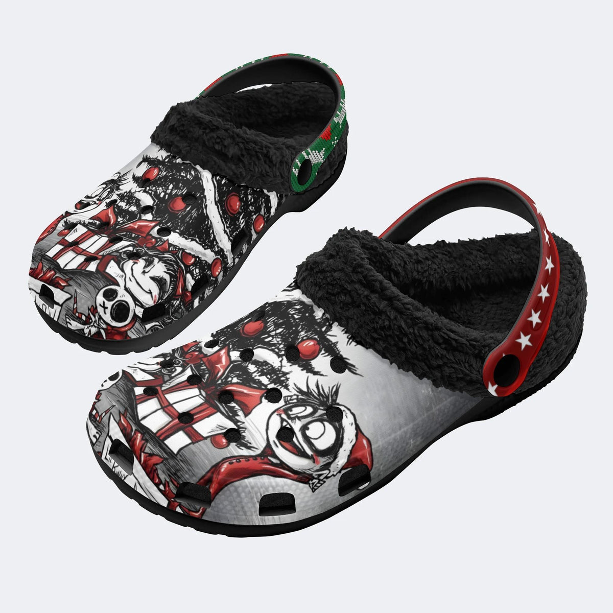 Christmas Dark Art Print - Fur Lined Slippers/Sandals