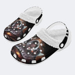 Horror Movie Vintage Print - Fur Lined Slippers
