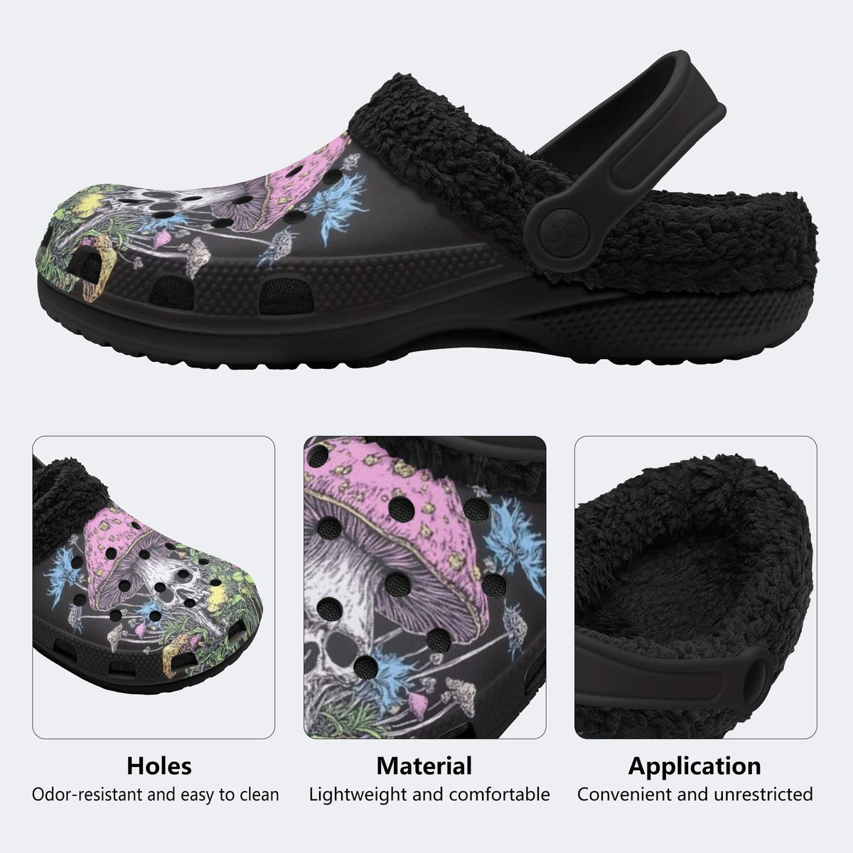 Mushroom Skull - Fur Lined Slippers/Sandals