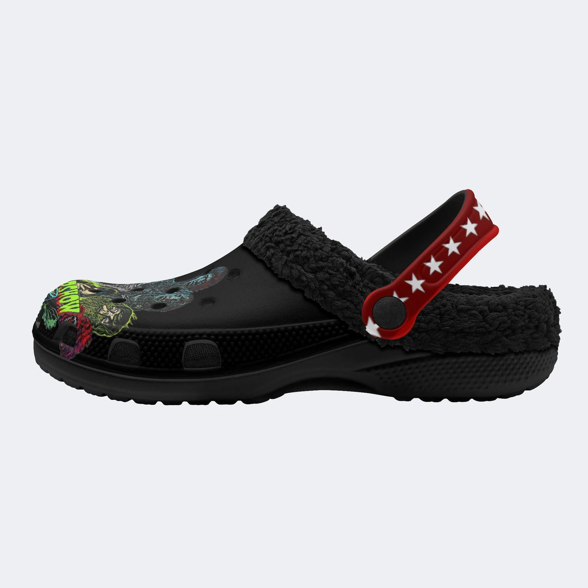 Horror Movie Vintage Print - Fur Lined Slippers/Sandals