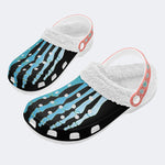 Blue Gradient Skeleton Toes Skull - Fur Lined Slippers/Sandals