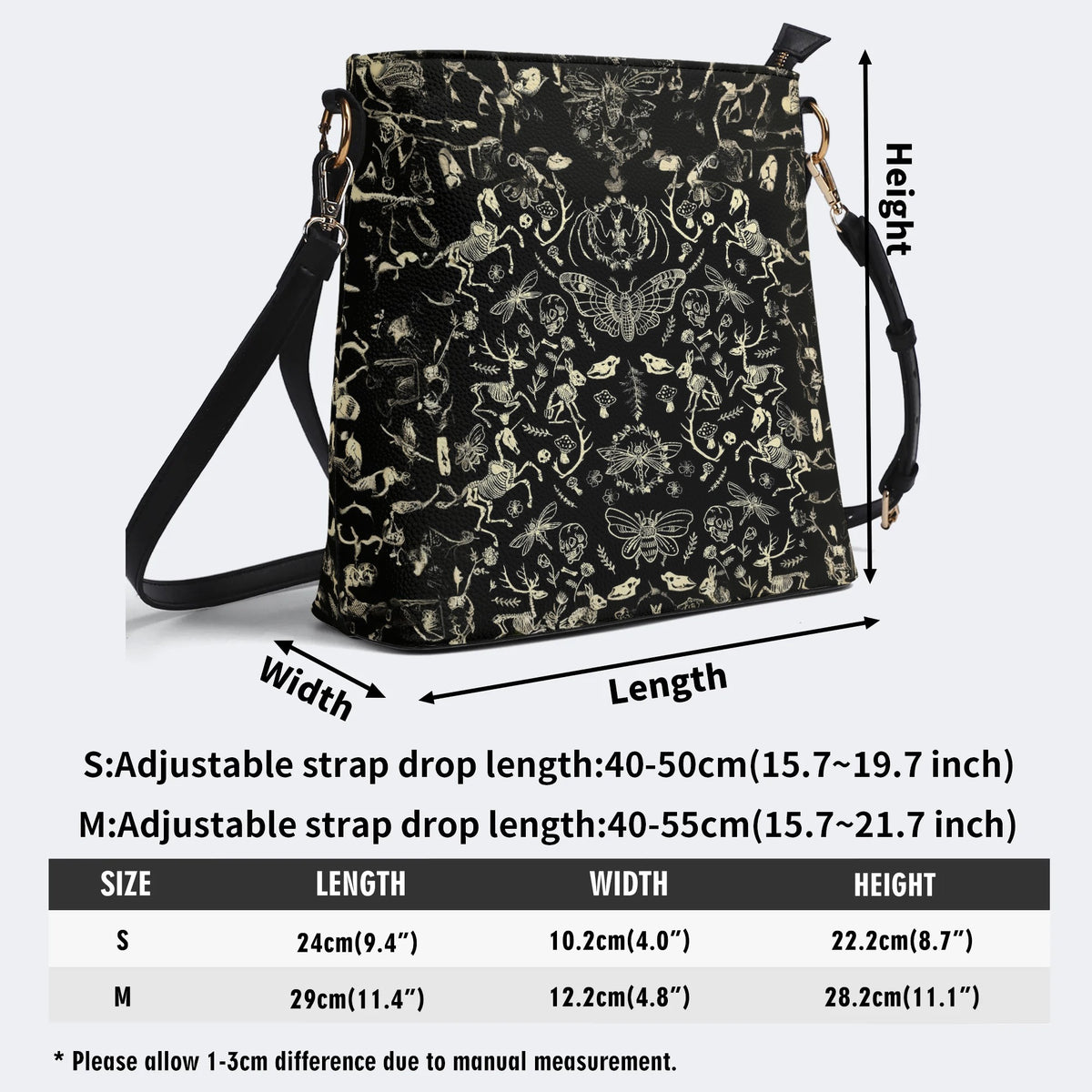 Dark Cottagecore Forest Animal Bones Print - Bucket Bag