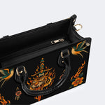 Old School Flame Tiger Print - Leather Handbag
