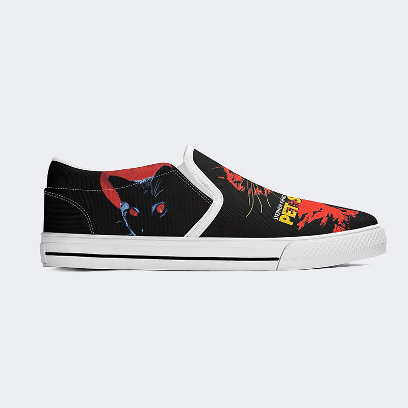 Unisex Retro PET SEMATARY Print - Slip On Shoes