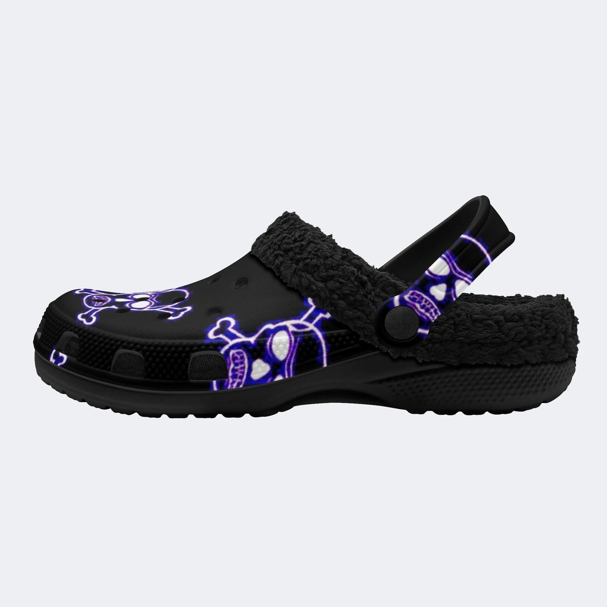 Neon Skulls - Fur Lined Slippers/Sandals