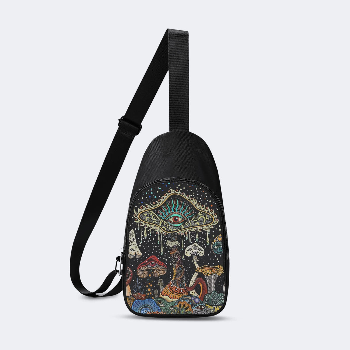 Retro Dark Mushroom Eyes Halloween Print - Chest Bag