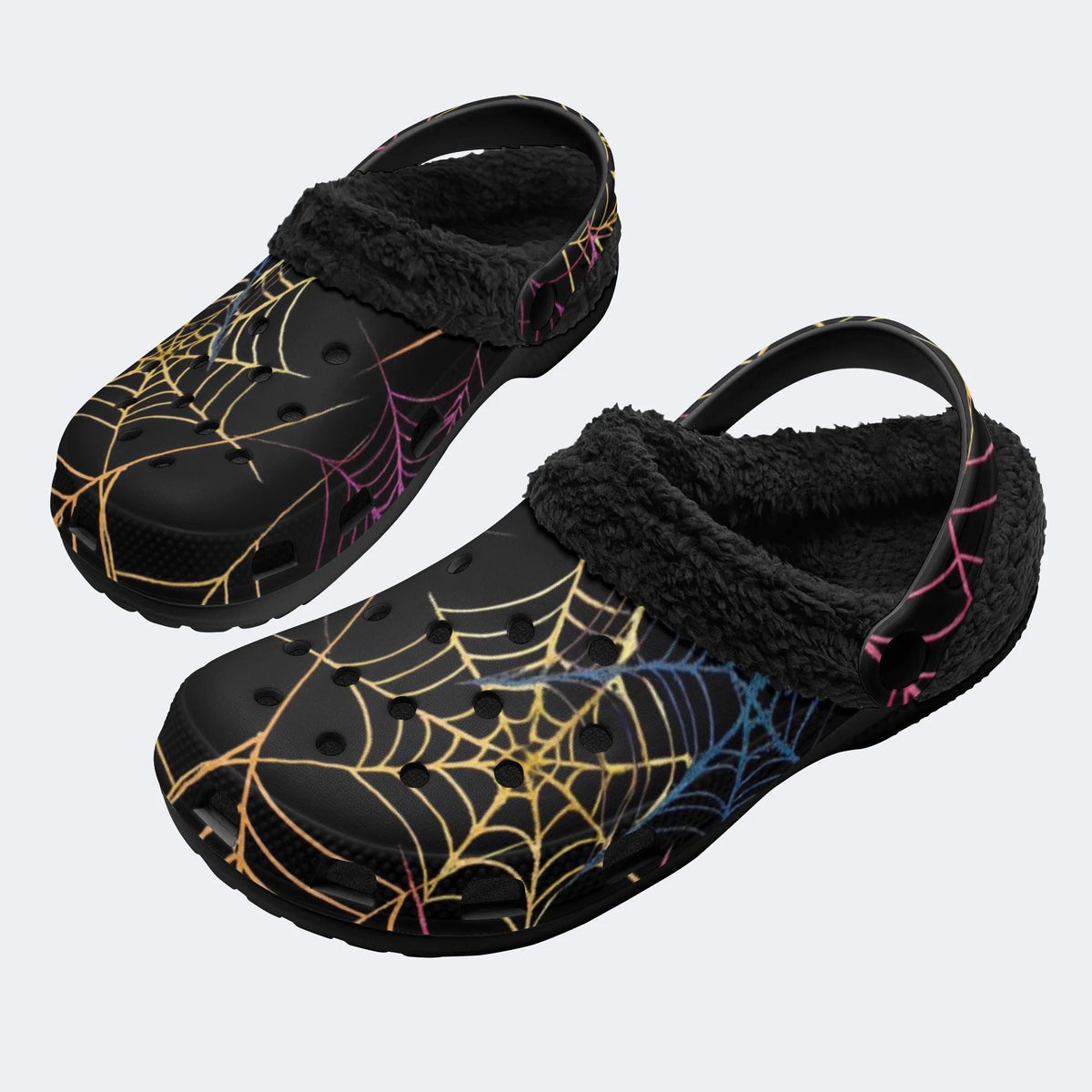 Gothic Spider Web - Fur Lined Slippers/Sandals