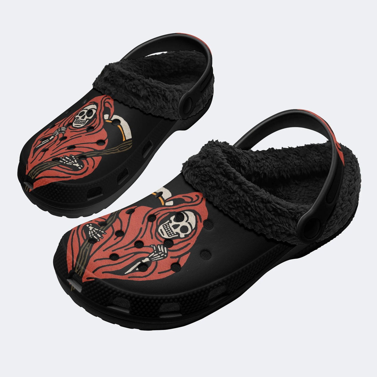 Grim Reaper Scythe Skull - Fur Lined Slippers/Sandals