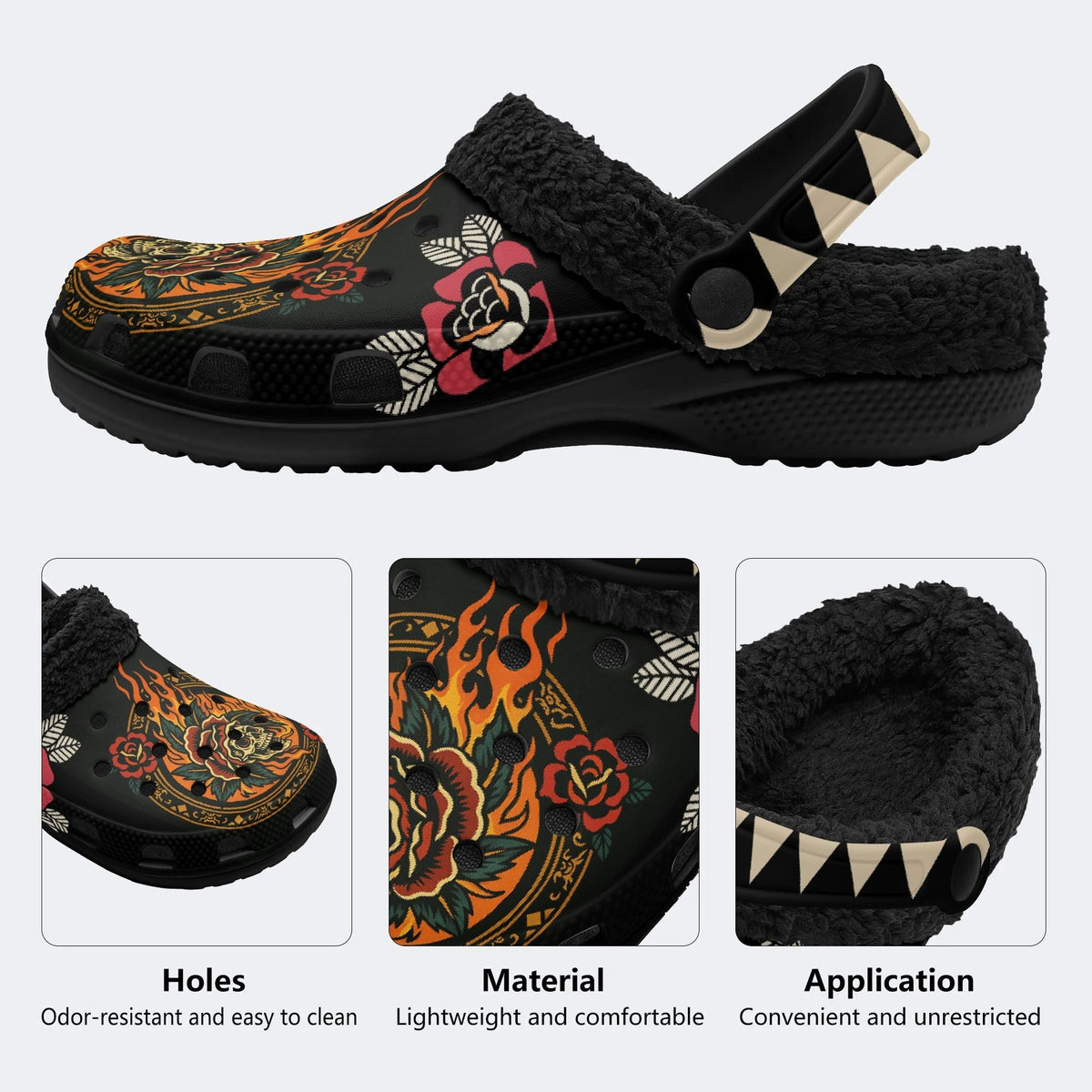 Head Swallowed By Flowers - Fur Lined Slippers/Sandals