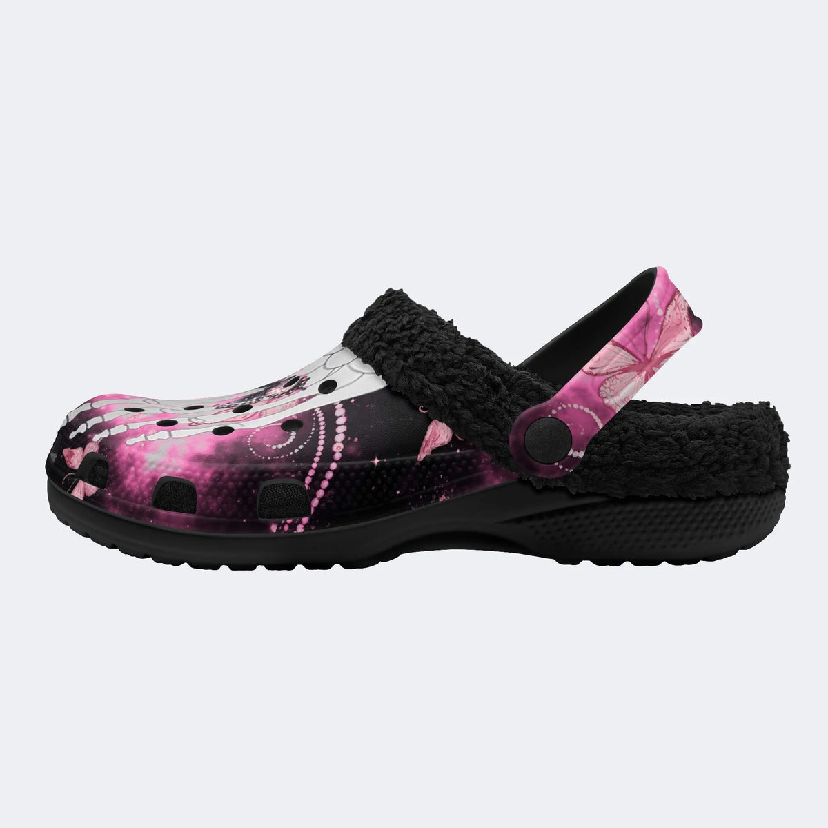 Butterfly And Toe Bone Print - Fur Lined Slippers/Sandals