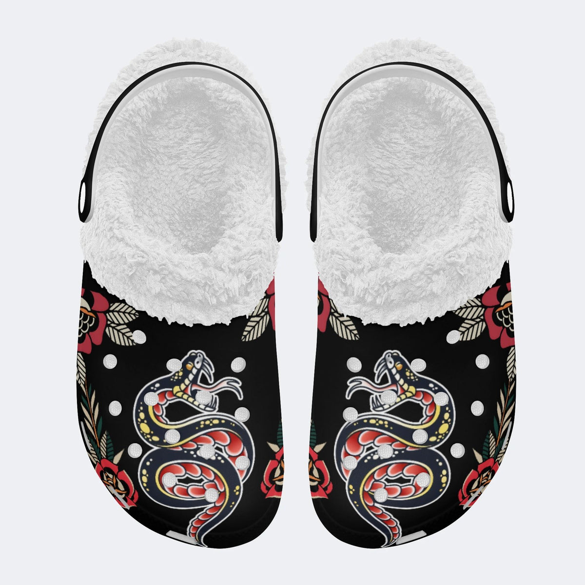 Snake Art Print - Fur Lined Slippers/Sandals