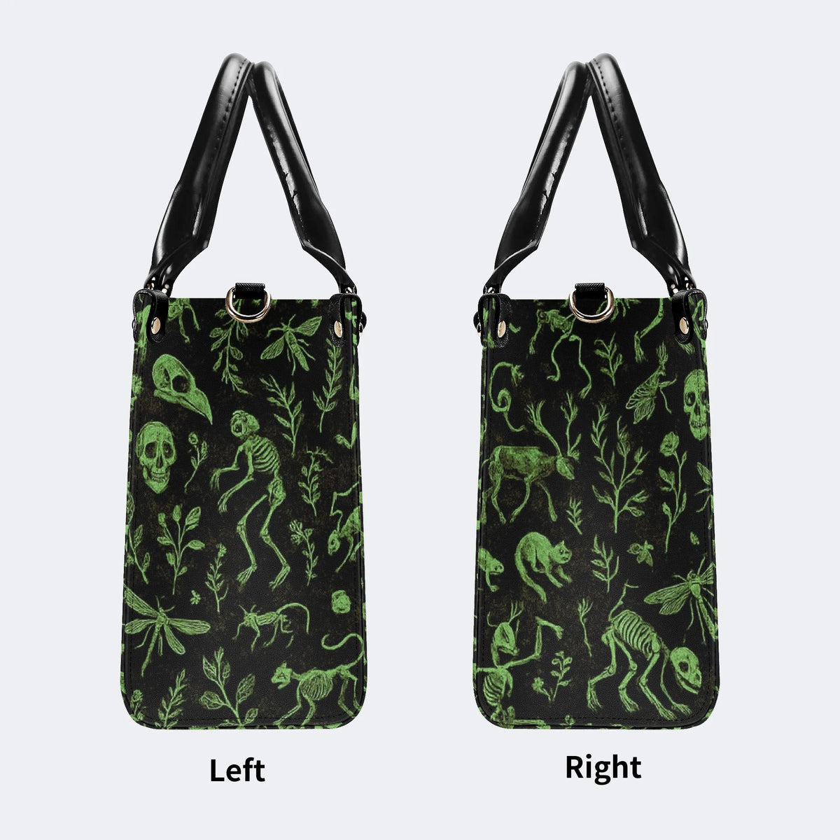 Death Moth And Animal Skeleton - Leather Handbag