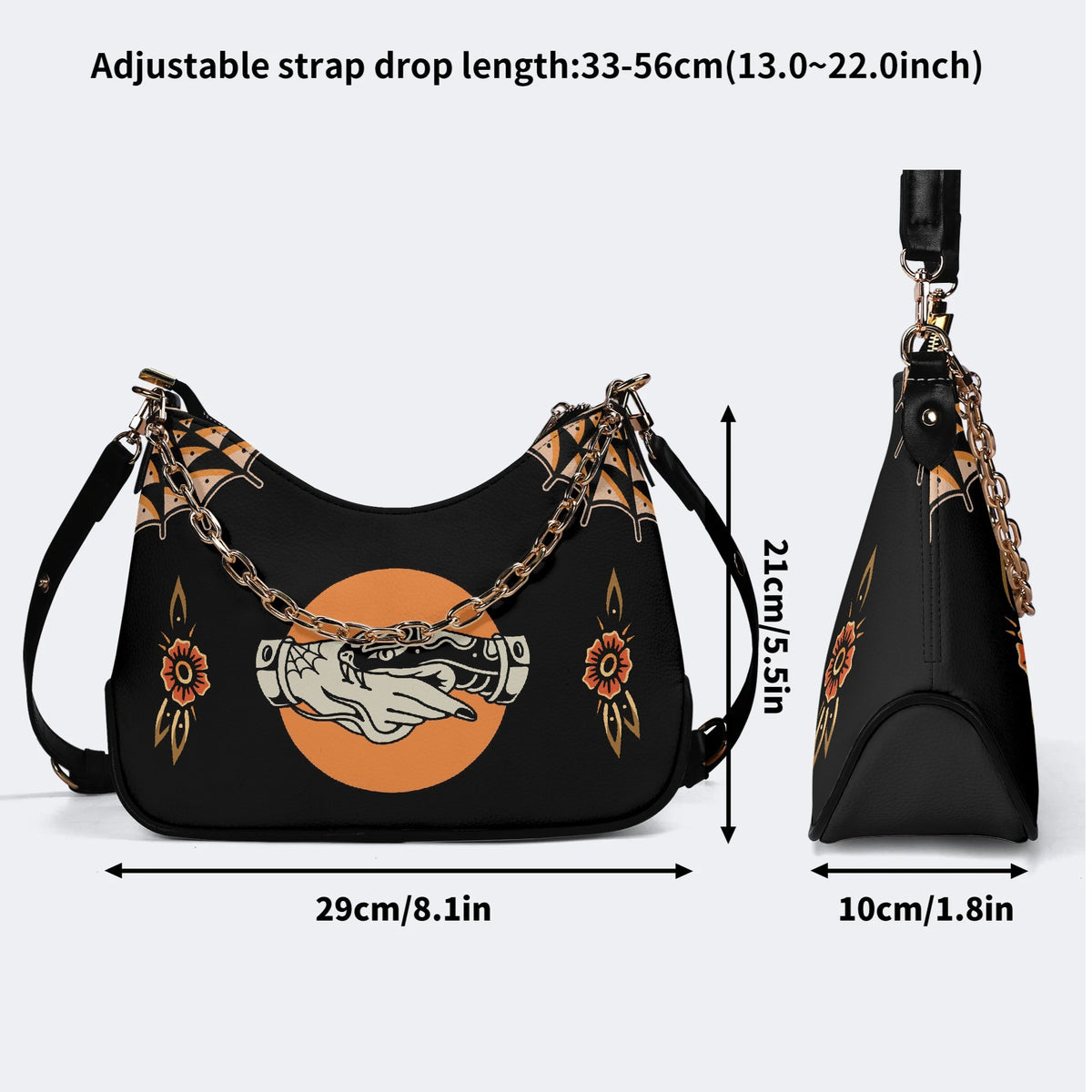 Trust No One Snake Print - Leather Crossbody Bag