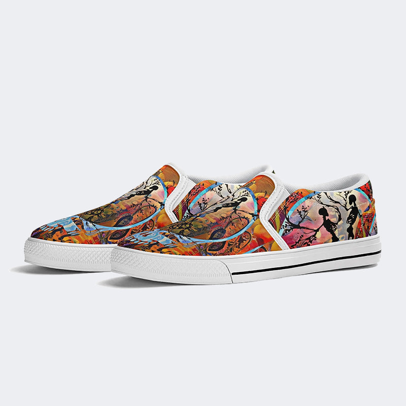 Unisex Tie Dye Skull Graphic Print - Slip On Shoes