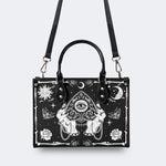 Poker Eyes And Moth Print - Leather Handbag