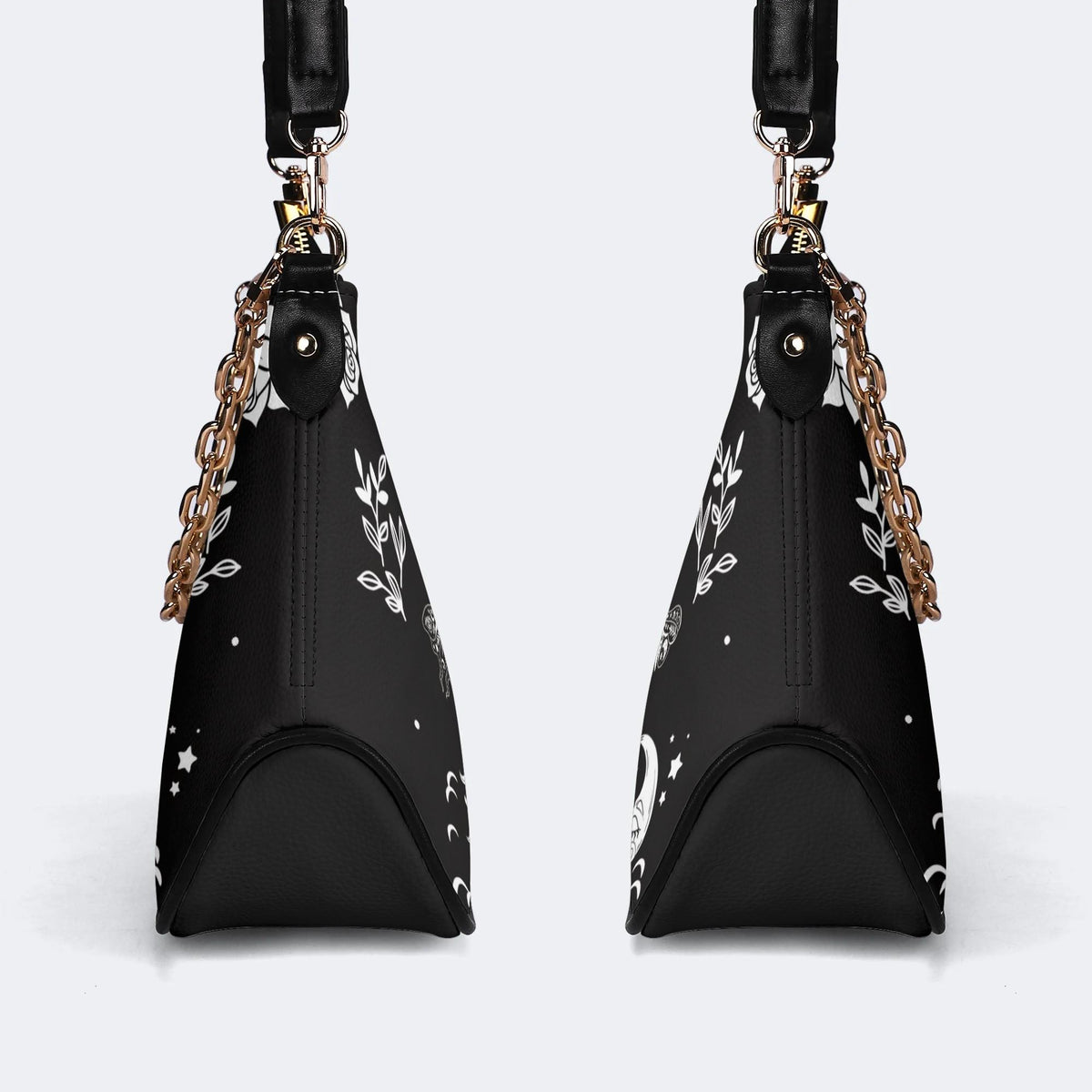 Sun Moon And Moth Print - Leather Crossbody Bag
