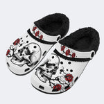 Gothic Skull Rose - Fur Lined Slippers/Sandals