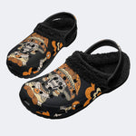 Orange Dead Skull - Fur Lined Slippers/Sandals