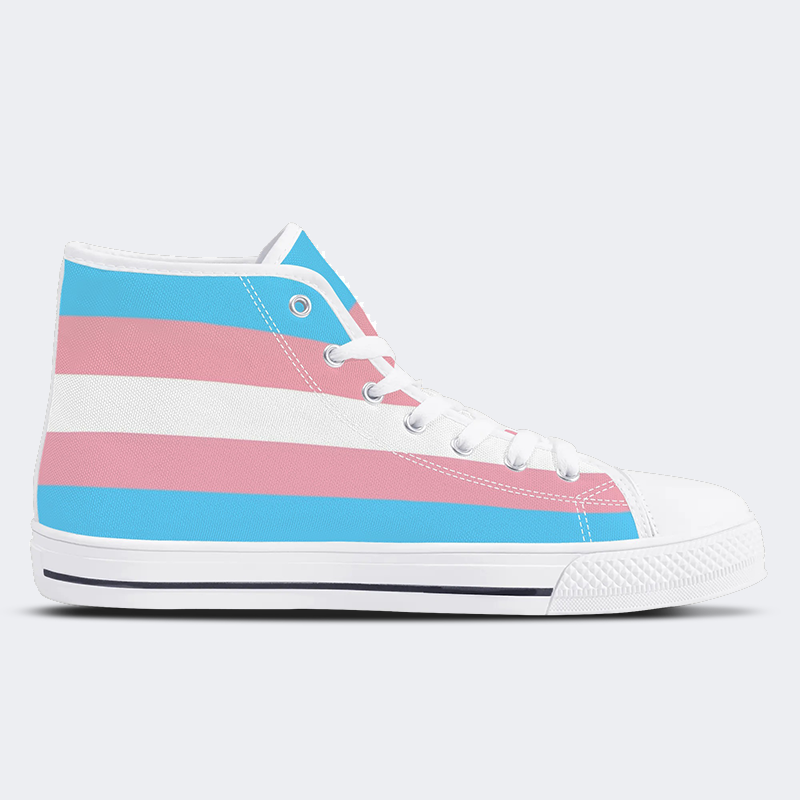 Transgender Flag High Top Canvas Shoes