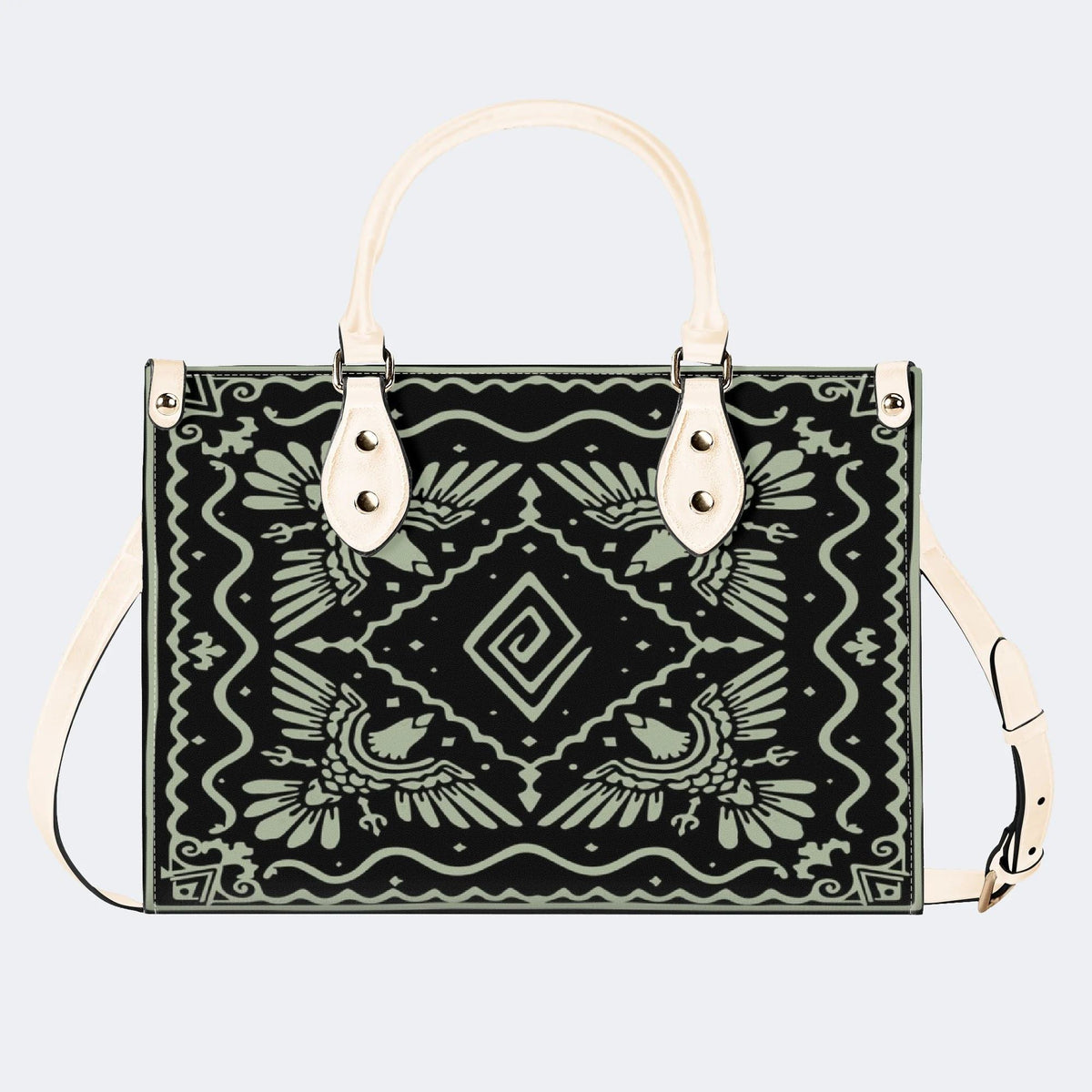 Light Green Eagle Totem - Leather Handbag