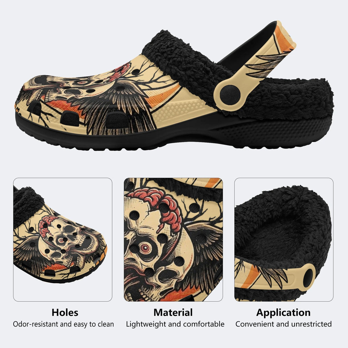 Reaper’s Whisper Print - Fur Lined Slippers/Sandals