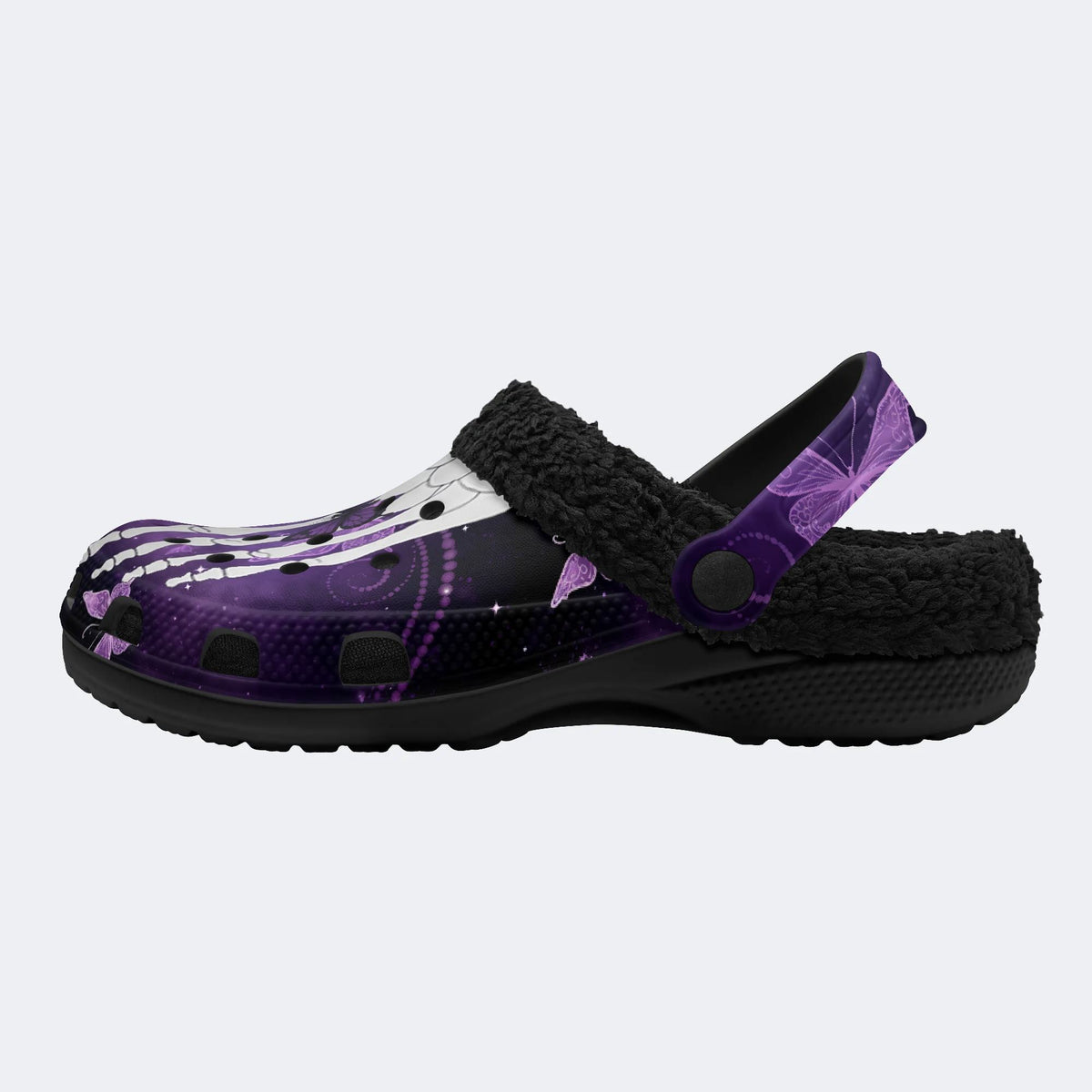 Butterfly And Toe Bone Print - Fur Lined Slippers/Sandals