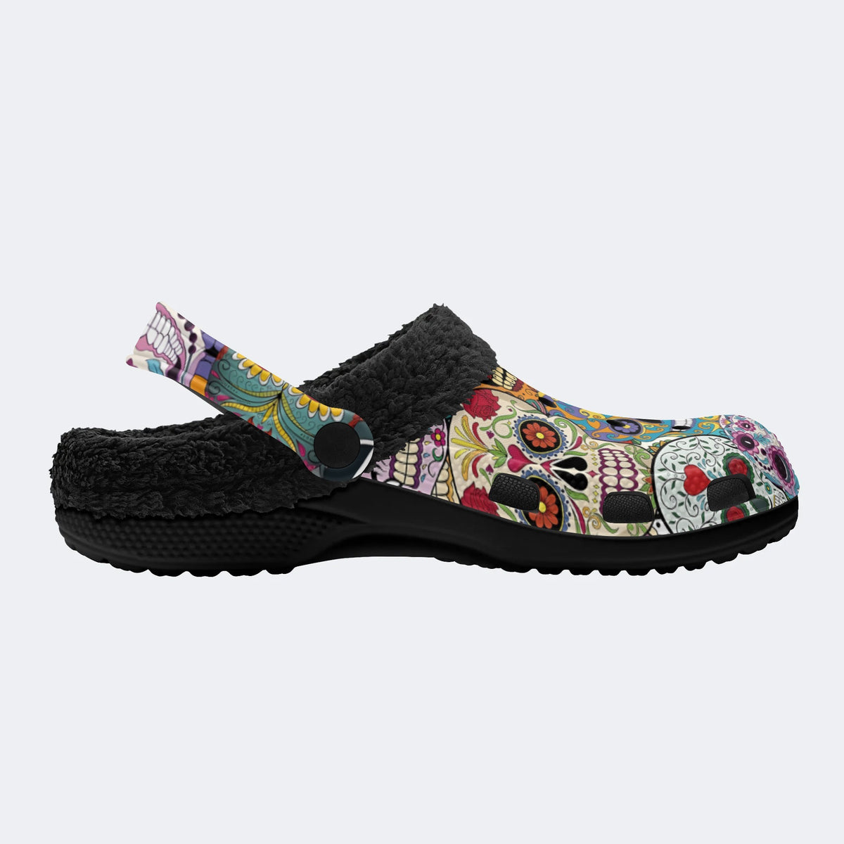 Unisex Skull Graffiti Art Print - Fur Lined Slippers/Sandals