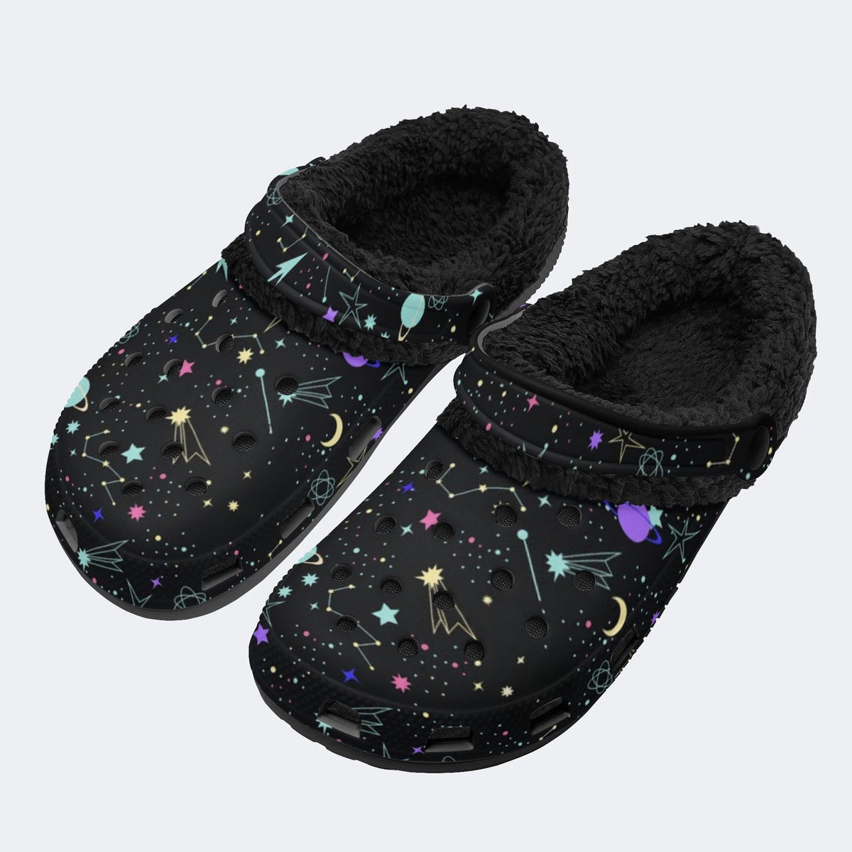 Colorful Space Galaxy - Fur Lined Slippers/Sandals