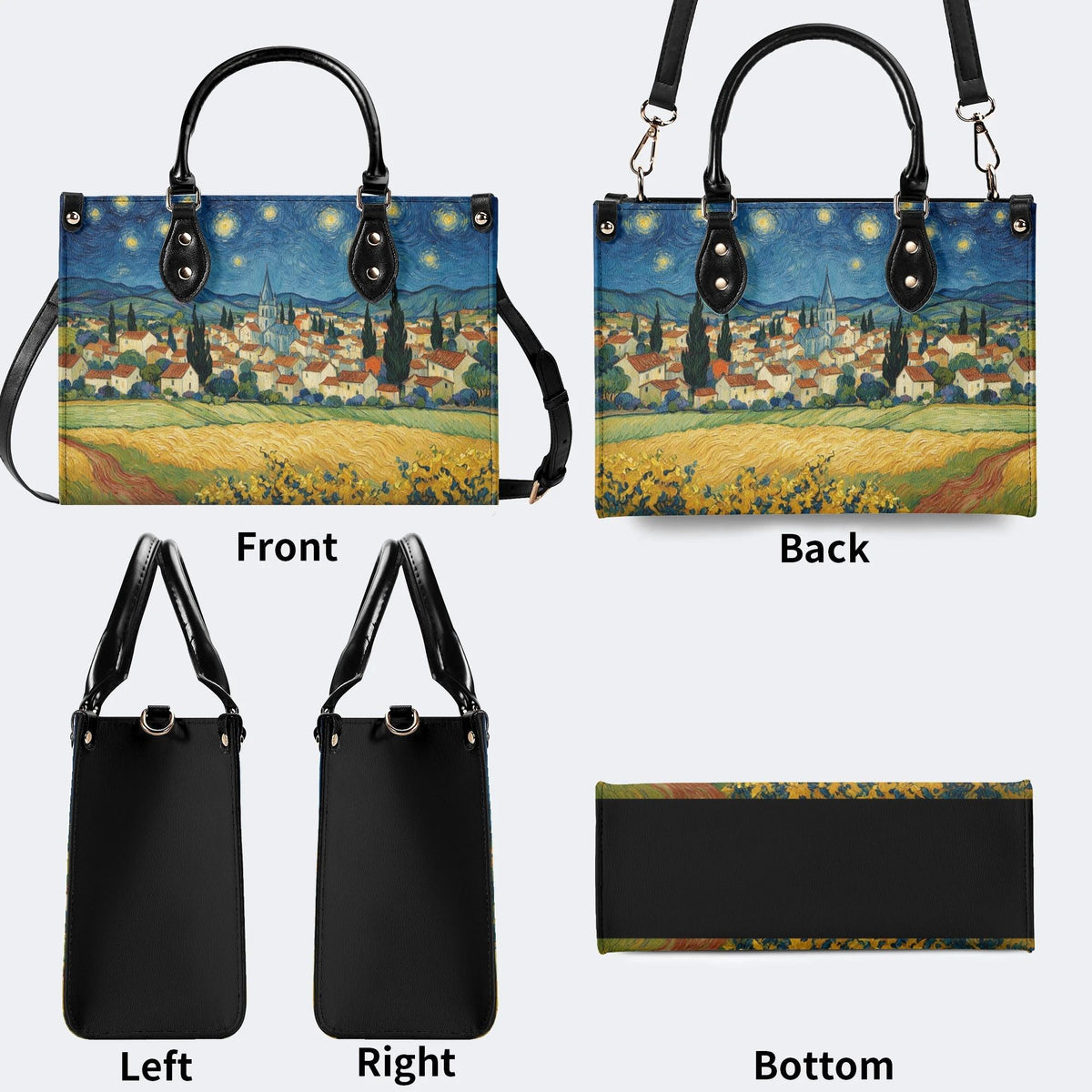 Van Gogh Starry Night Town Print Handbag Factory Direct Sales