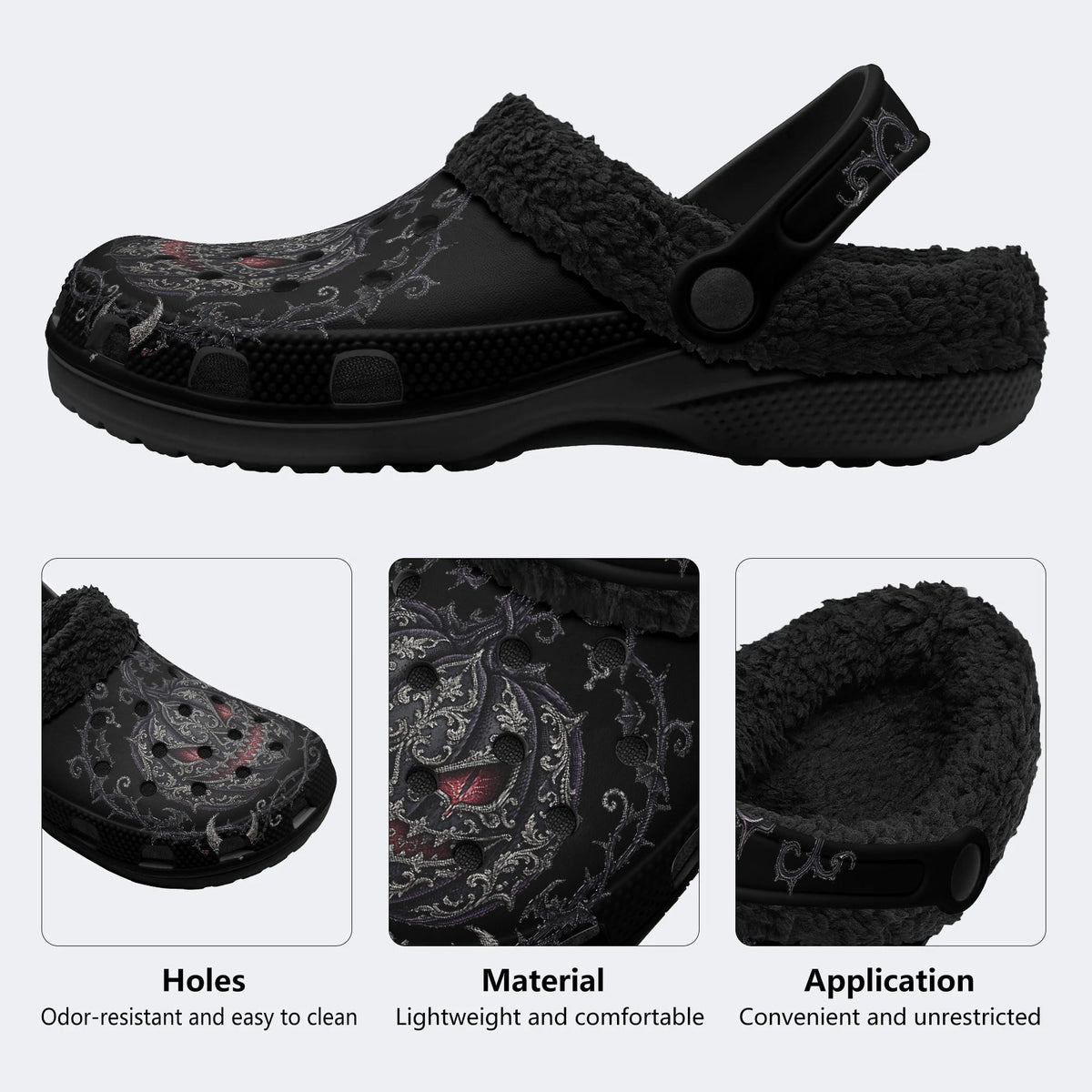 Dark Ornate Pumpkin - Fur Lined Slippers/Sandals