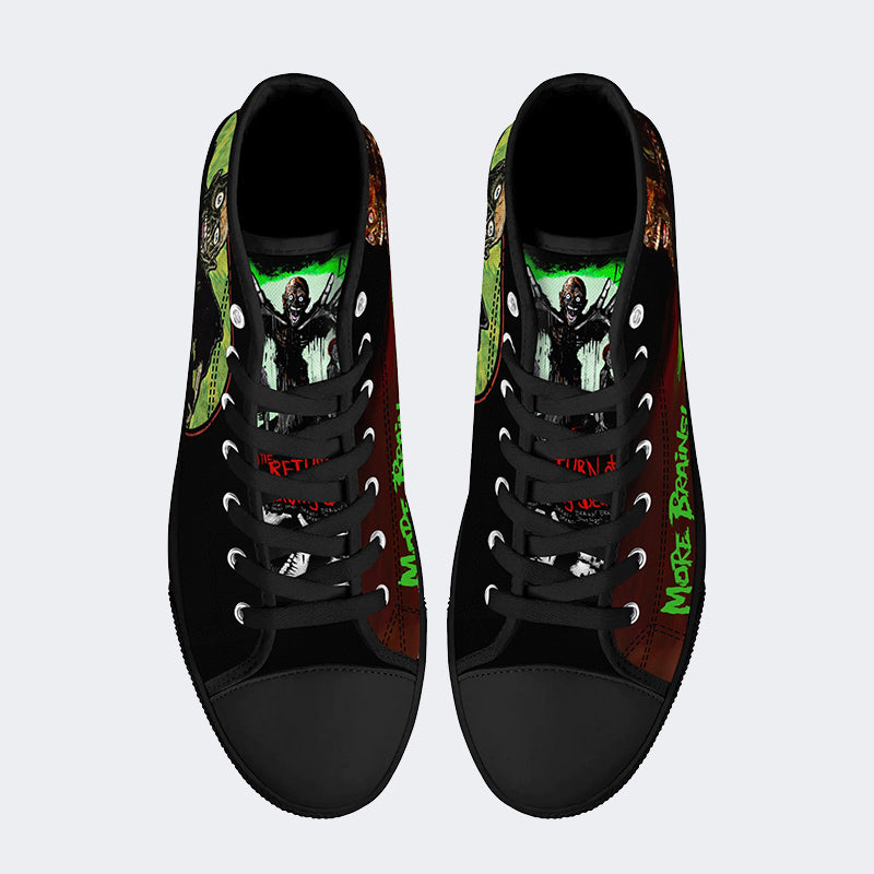 Unisex More Brains Print- High Top Canvas